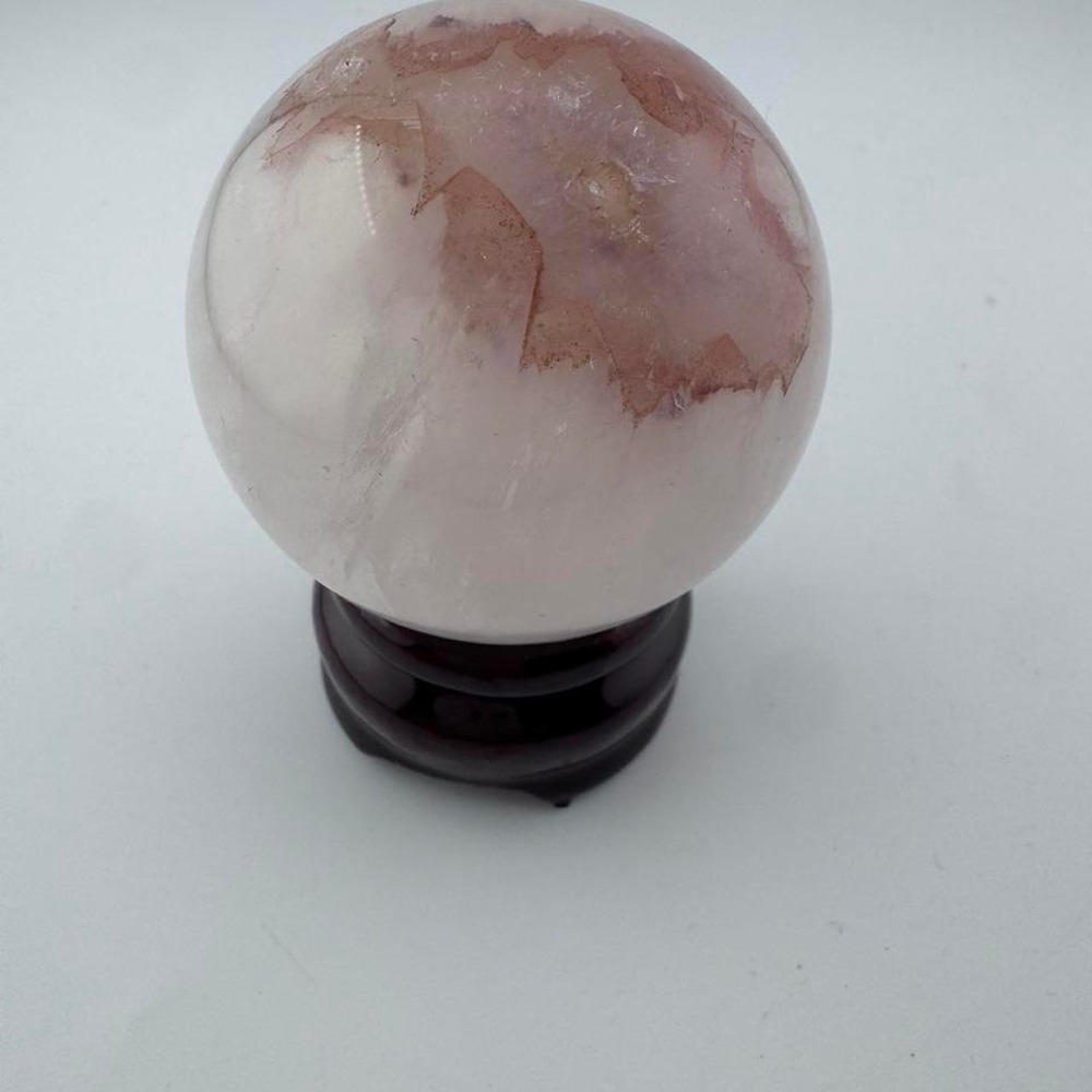Cherry Blossom Flower Agate with Quartz sphere